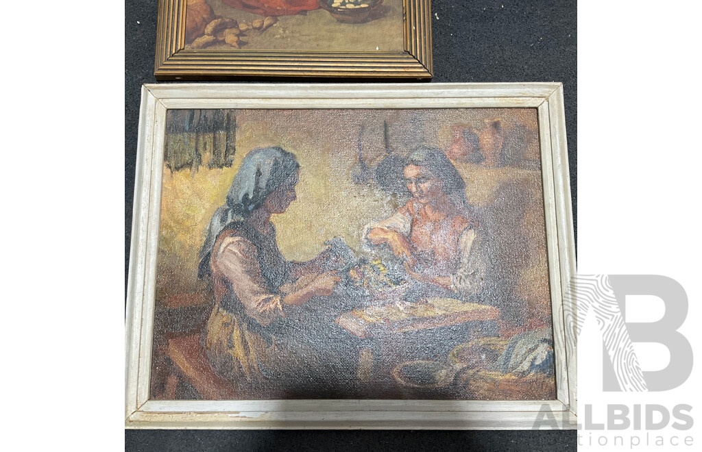 Collection of Painting and Prints in Various Styles, Including Artists R.S. Wenban (1893-1990) ''Greek Hoouse-Wives'', Ferguson and Print of Jean-Baptiste-Simeon Chardin ''The Kitchen Maid'' - Lot of 4