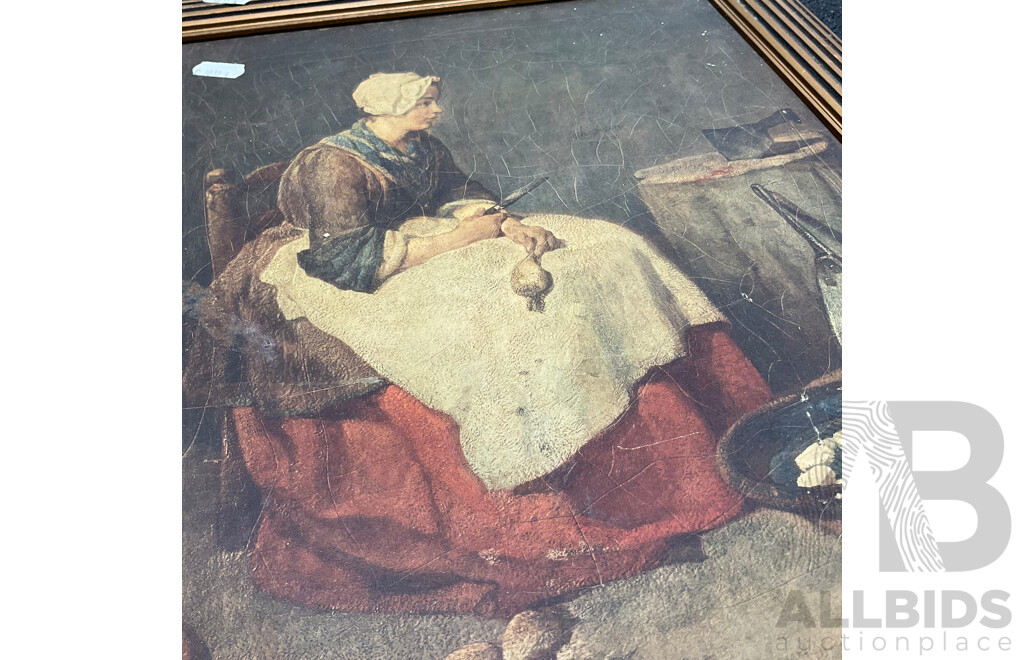 Collection of Painting and Prints in Various Styles, Including Artists R.S. Wenban (1893-1990) ''Greek Hoouse-Wives'', Ferguson  and Print of Jean-Baptiste-Simeon Chardin ''The Kitchen Maid'' - Lot of 4