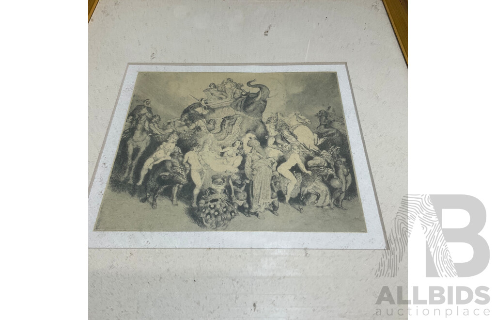 Collection of Women's Painting and Prints, Including Reproduction of ''The Bath of Psyche'', Norman Lidsay ''Merchandise'', ''Prince Le Boo Embarking Fro England'' and Others - Lot of 5