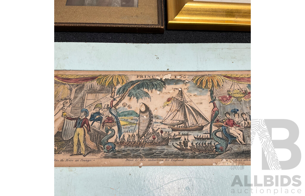 Collection of Women's Painting and Prints, Including Reproduction of ''The Bath of Psyche'', Norman Lidsay ''Merchandise'', ''Prince Le Boo Embarking Fro England'' and Others - Lot of 5