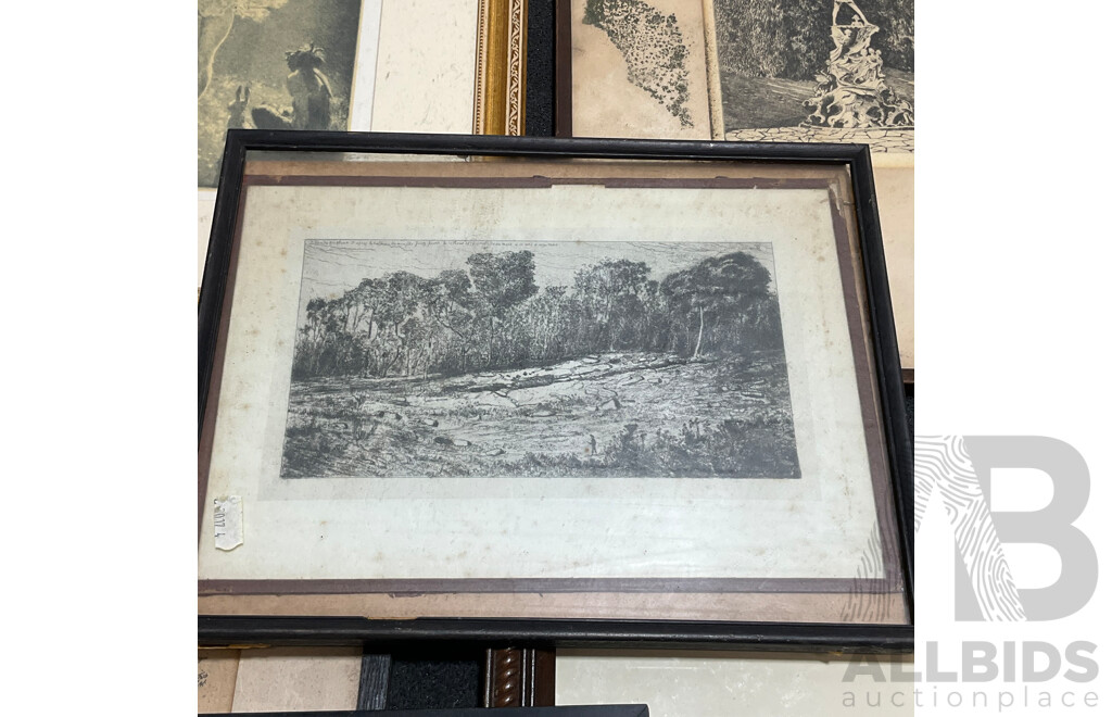 Variety of Vintage Framed Etchings and Prints - Lot of 10