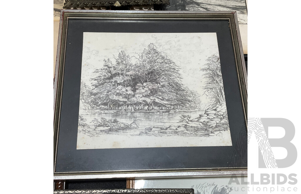 Variety of Vintage Framed Etchings and Prints  - Lot of 10