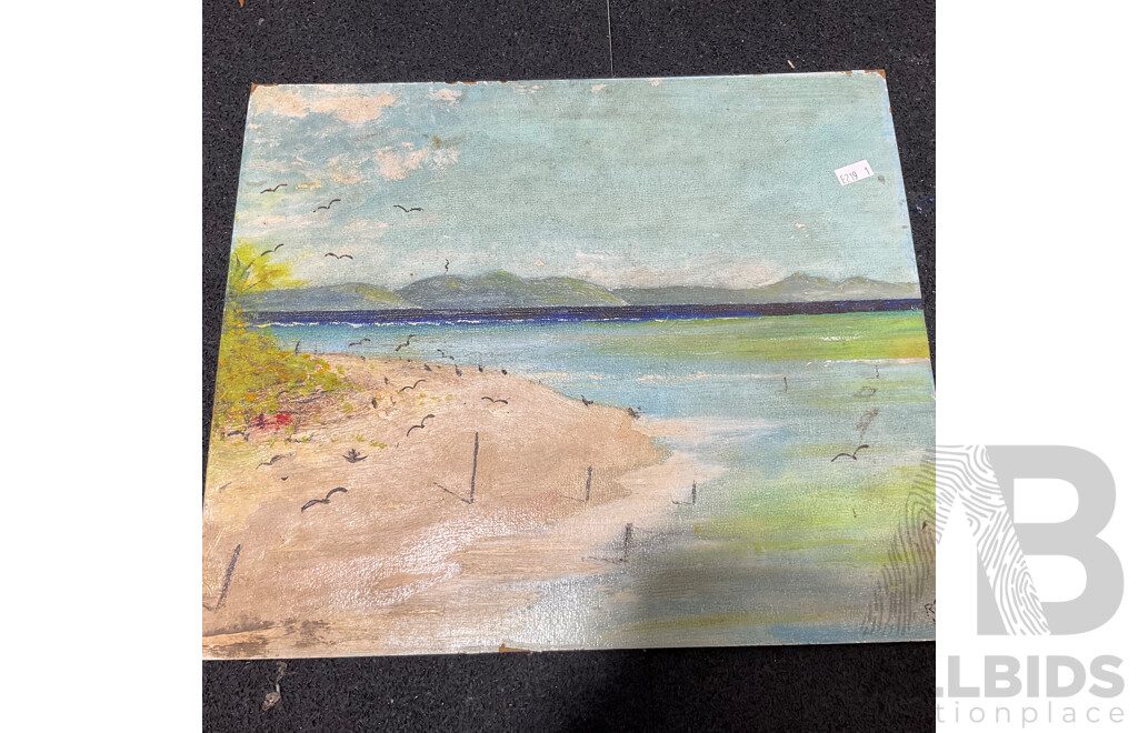 Variety of Vintage Coastal Landscape Paintings, Including M. Joensen, J. Koskie, V. Loria and Others - Lot of 8