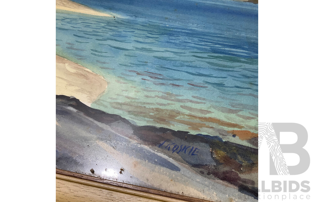 Variety of Vintage Coastal Landscape Paintings, Including M. Joensen, J. Koskie, V. Loria and Others - Lot of 8