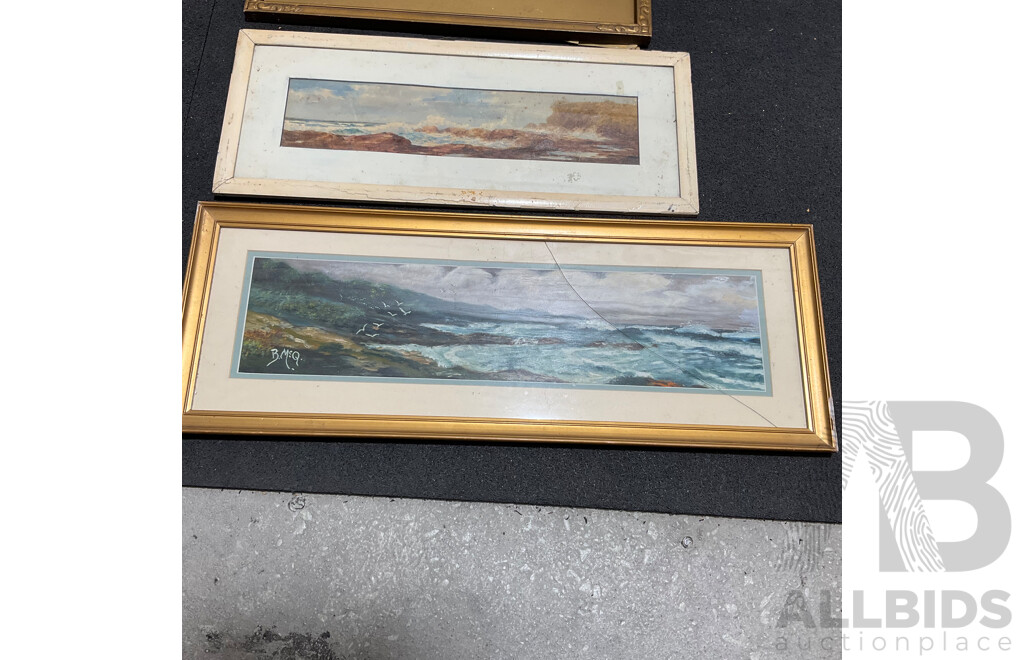 Variety of Vintage Coastal Landscape Paintings, Including M. Joensen, J. Koskie, V. Loria and Others - Lot of 8