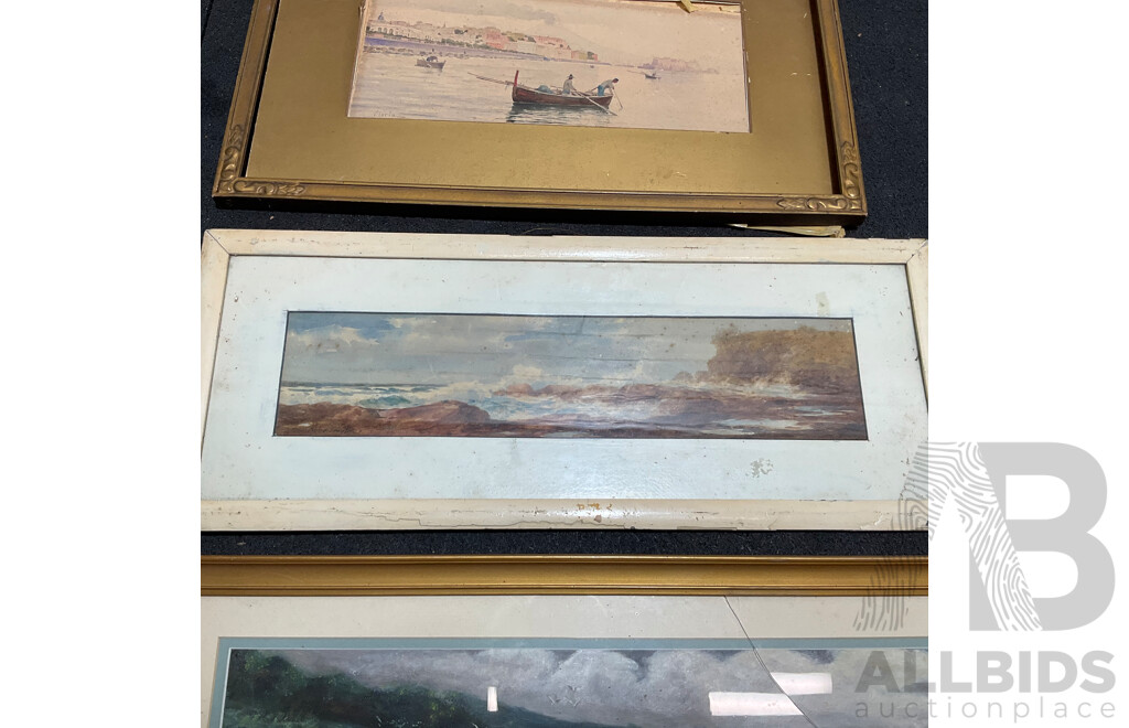 Variety of Vintage Coastal Landscape Paintings, Including M. Joensen, J. Koskie, V. Loria and Others - Lot of 8