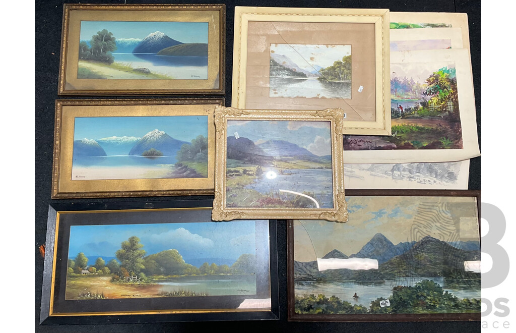Variety of Vintage Landscape Paintings - Lot of 11