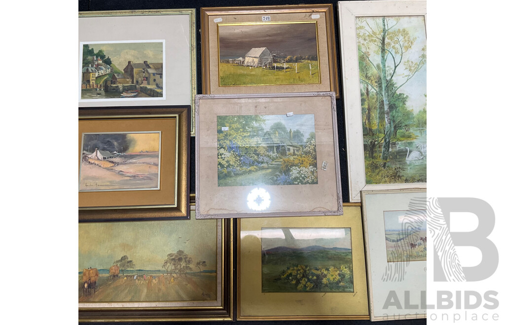 Variety of Vintage Landscape Paintings, Including Colin Parker ''Mudgee Way'' and Others - Lot of 8