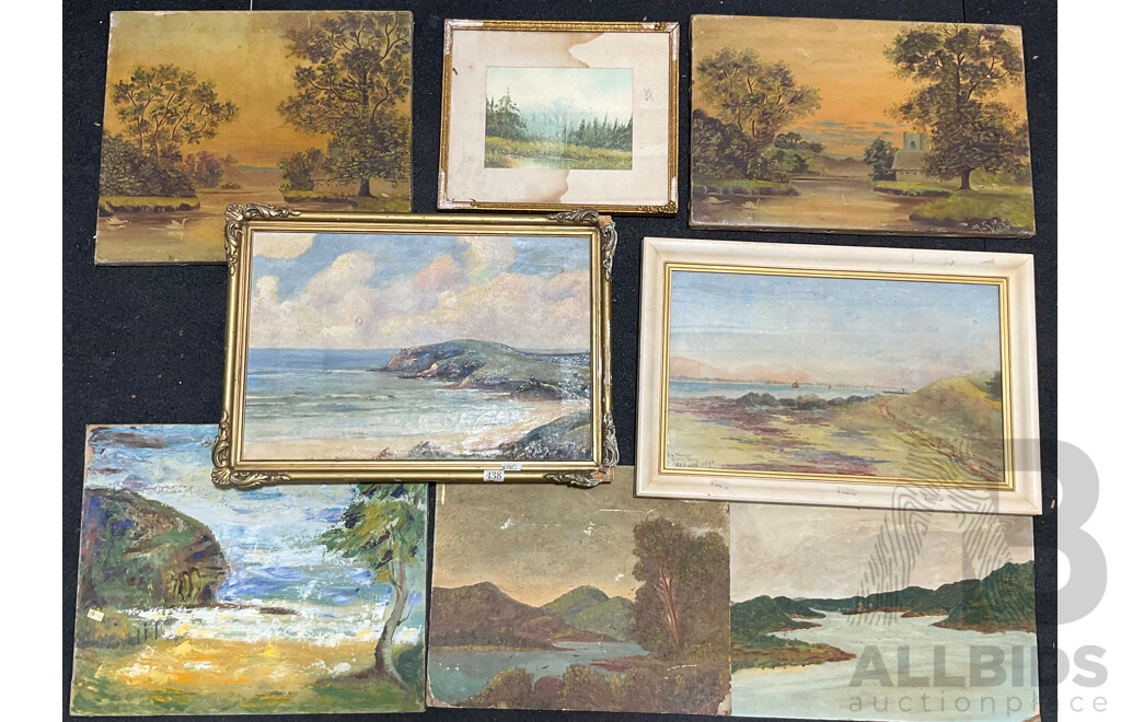 Variety of Vintage Landscape Paintings, Including E.C. Smith, ''Cario Bay'' and Others - Lot of 8