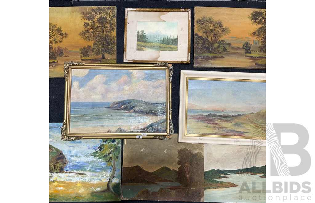 Variety of Vintage Landscape Paintings, Including E.C. Smith, ''Cario Bay'' and Others - Lot of 8