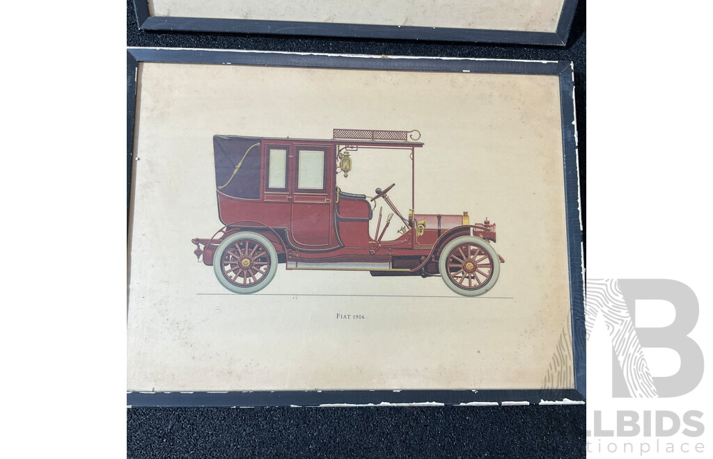 The Ariel Press Collection Vintage Prints, Including Fiat 1906 and Maybach 1936 31 X 42 Cm (frame) - Lot of 2
