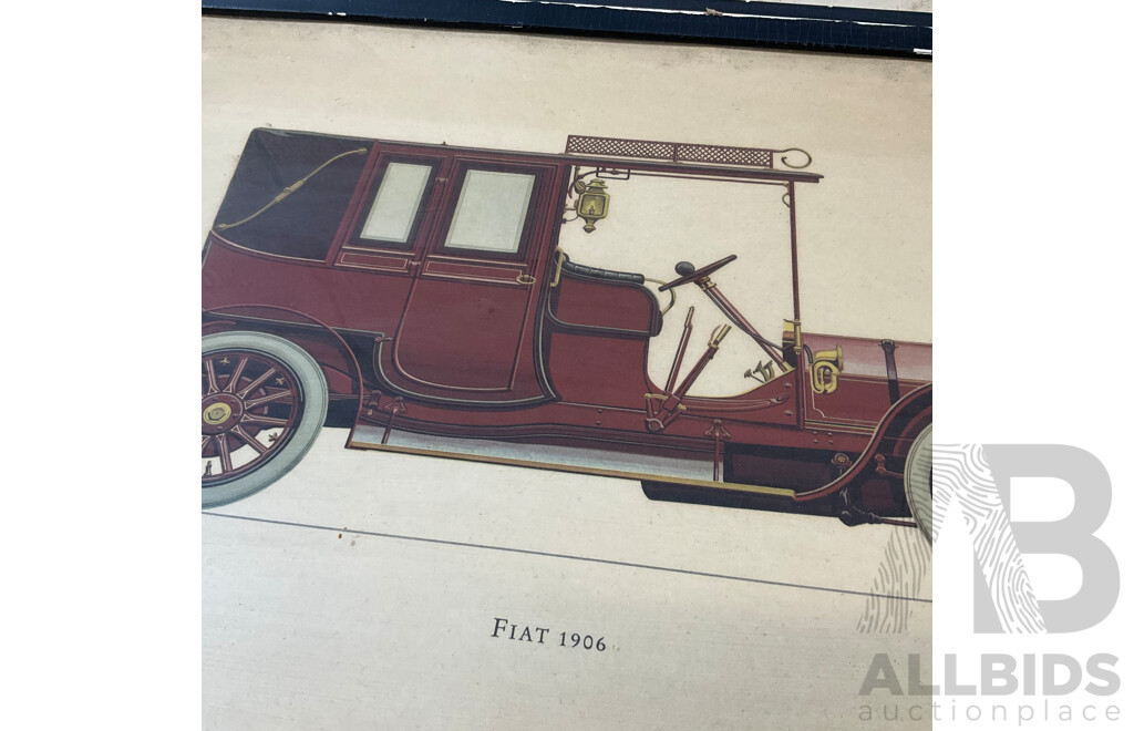 The Ariel Press Collection Vintage Prints, Including Fiat 1906 and Maybach 1936 31 X 42 Cm (frame) - Lot of 2