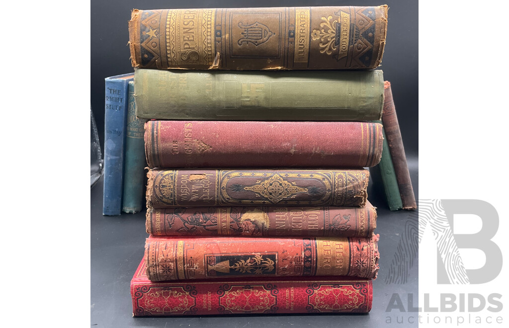 Collection of Early 20th Century Fiction in Decorative Hardback, Including Don Quixote, Poetical Works of Edmund Spenser, Otters to the Rescue and More