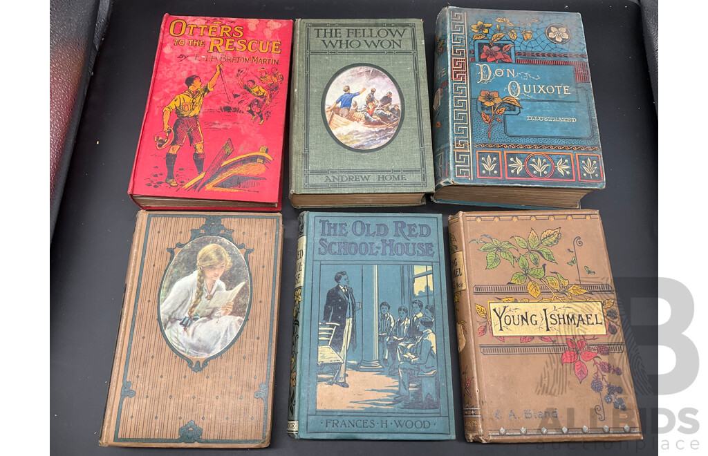 Collection of Early 20th Century Fiction in Decorative Hardback, Including Don Quixote, Poetical Works of Edmund Spenser, Otters to the Rescue and More