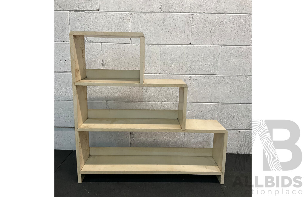 Mid Century White Painted Step Side Open Shelf