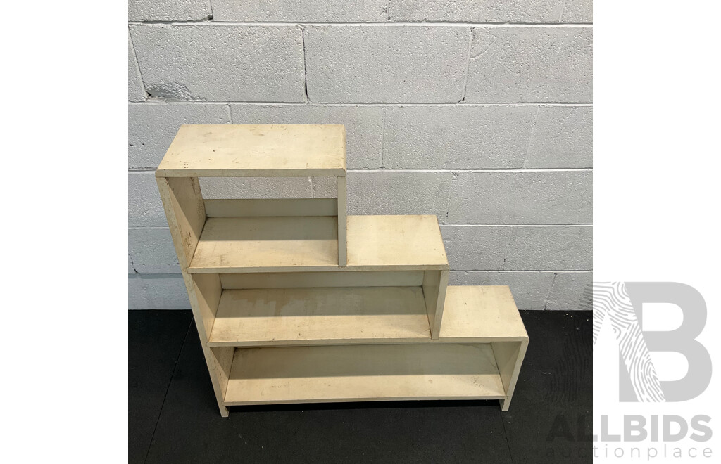 Mid Century White Painted Step Side Open Shelf