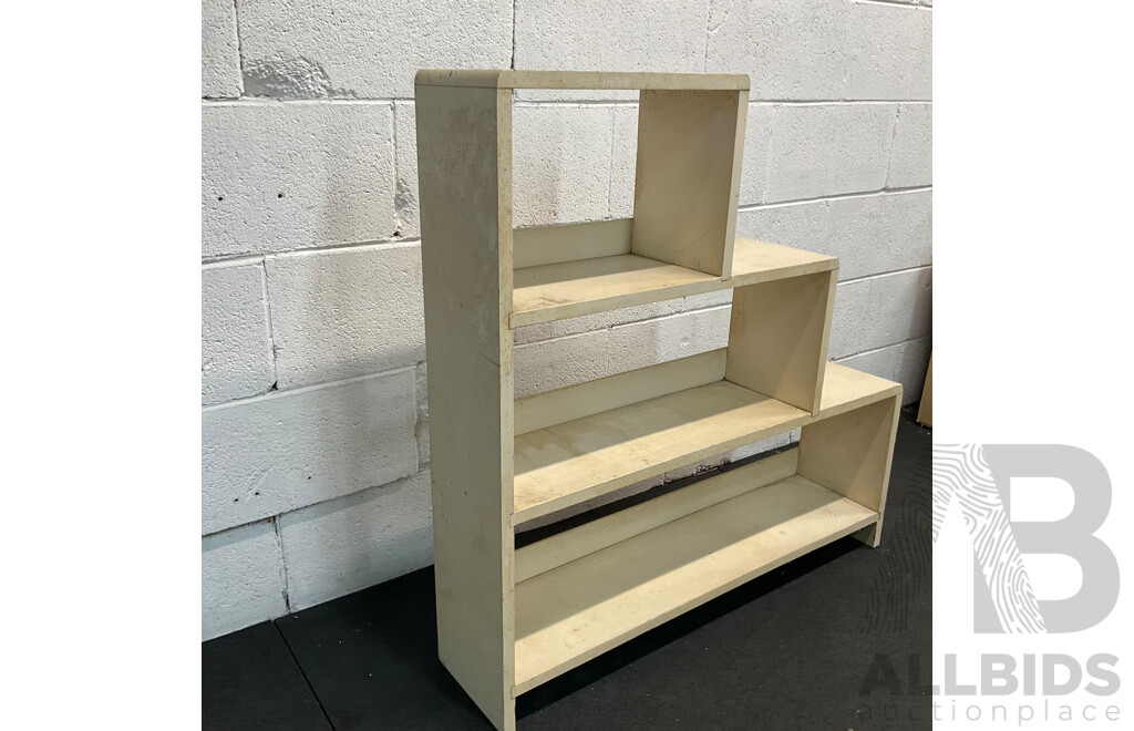 Mid Century White Painted Step Side Open Shelf