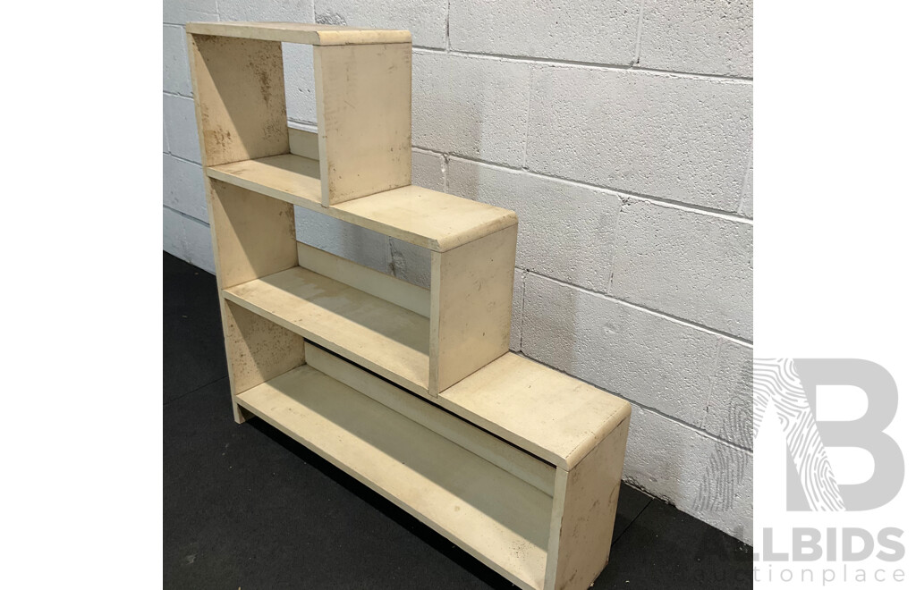 Mid Century White Painted Step Side Open Shelf