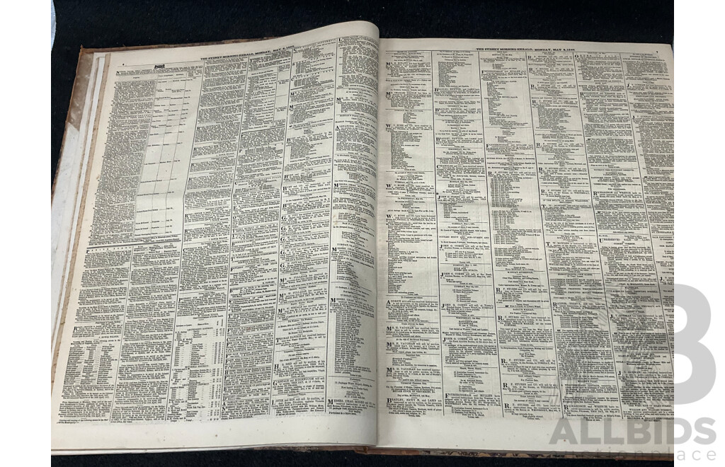 Antique Bound Volume of the Sydney Morning Herald - May to August/1867