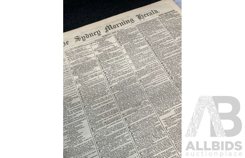 Antique Bound Volume of the Sydney Morning Herald - May to August/1867