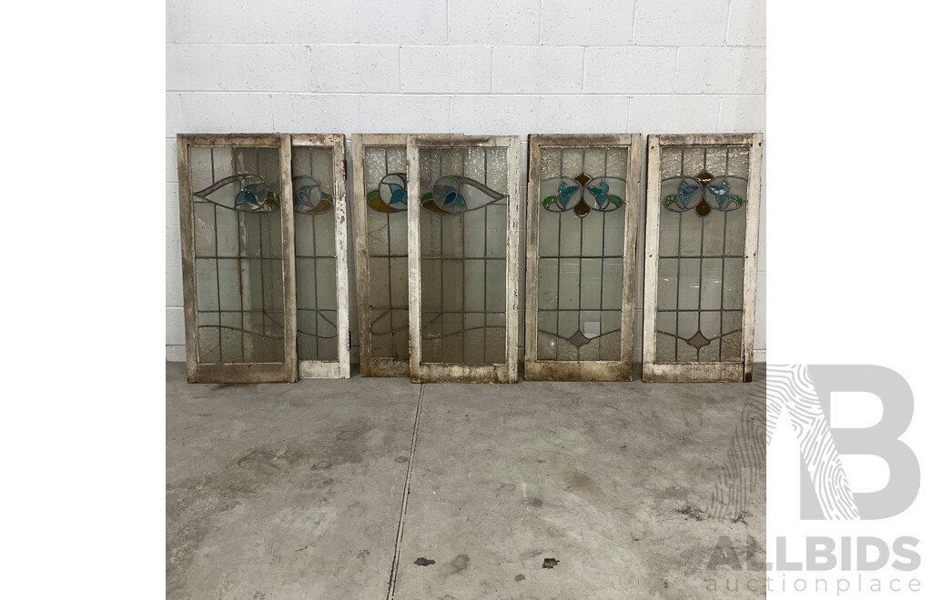 Matching Set of Six Leadlight Windows