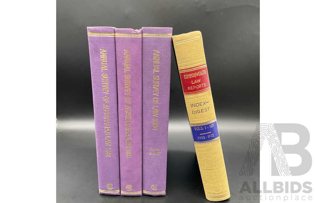 Annual Survey of Australian Law 1980,1981&1982 and Commonwealth Law Reports, Index-Digest, Vols. 1-127 (1903-1972) - Lot of 4