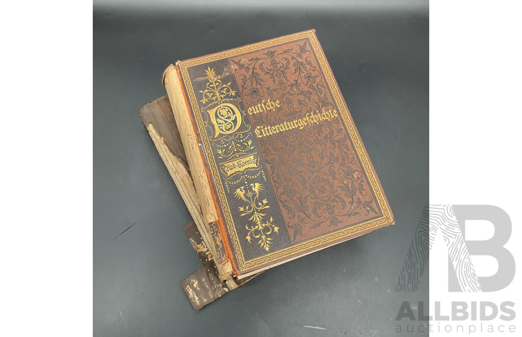 Antique German Books - Deutsche Literaturgeschichte by Robert Koenig and Allgemeine Geschichte Der Literatur by Dr. Johannes Scherr - Lot of 2