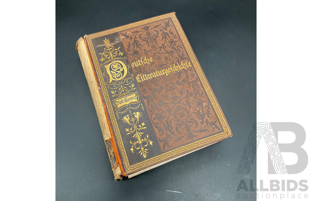 Antique German Books - Deutsche Literaturgeschichte by Robert Koenig and Allgemeine Geschichte Der Literatur by Dr. Johannes Scherr - Lot of 2