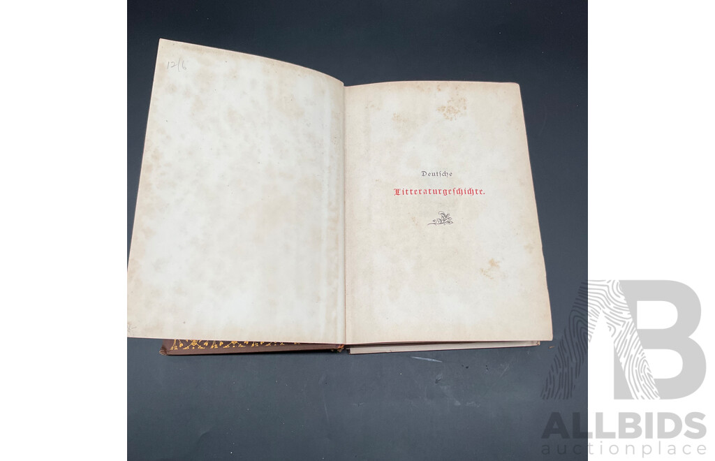 Antique German Books - Deutsche Literaturgeschichte by Robert Koenig and Allgemeine Geschichte Der Literatur by Dr. Johannes Scherr - Lot of 2
