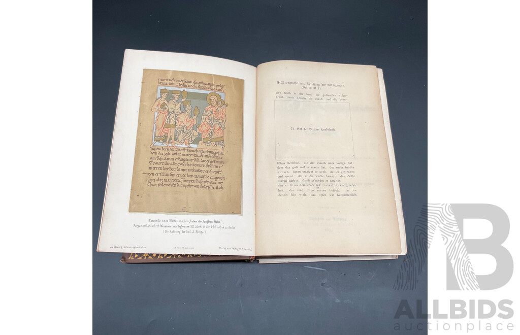 Antique German Books - Deutsche Literaturgeschichte by Robert Koenig and Allgemeine Geschichte Der Literatur by Dr. Johannes Scherr - Lot of 2