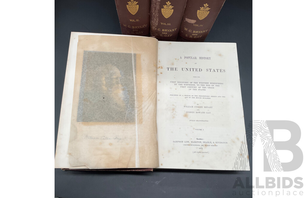 History of The United States, Vol. I to IV, by W.C.Bryant and S.H. Gay - Lot of 4