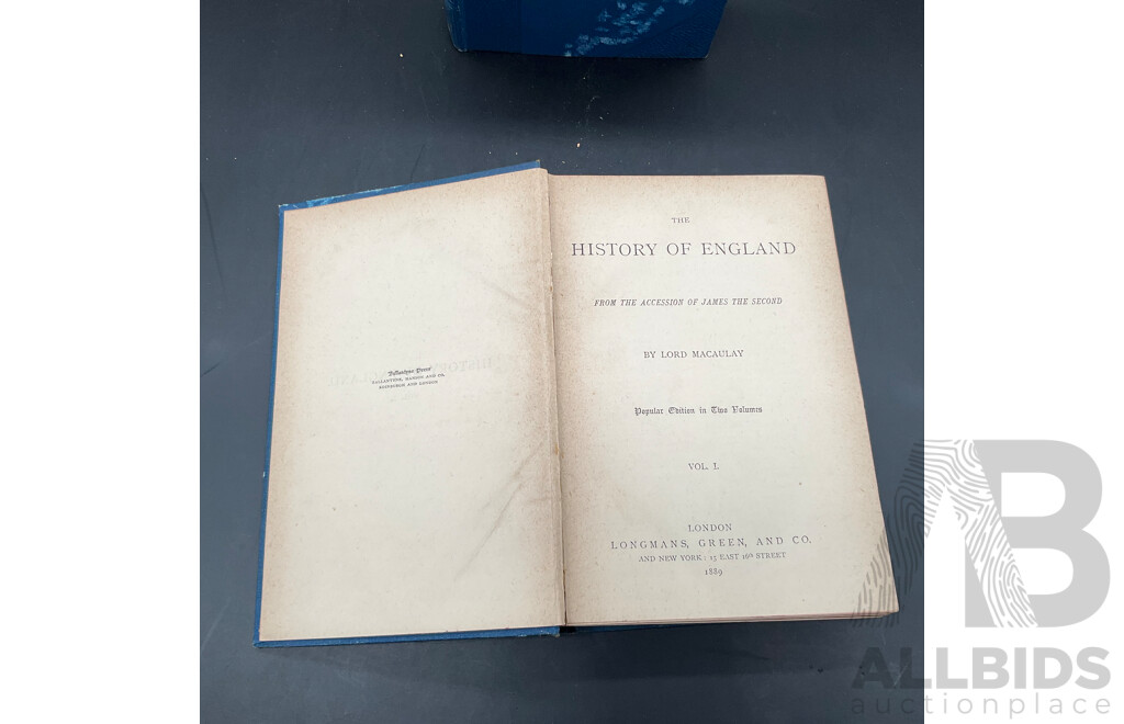 Macaulay's History of England, ''Popular Edition'', Published by Longmans & Co., Two Volumes - Lot of 2