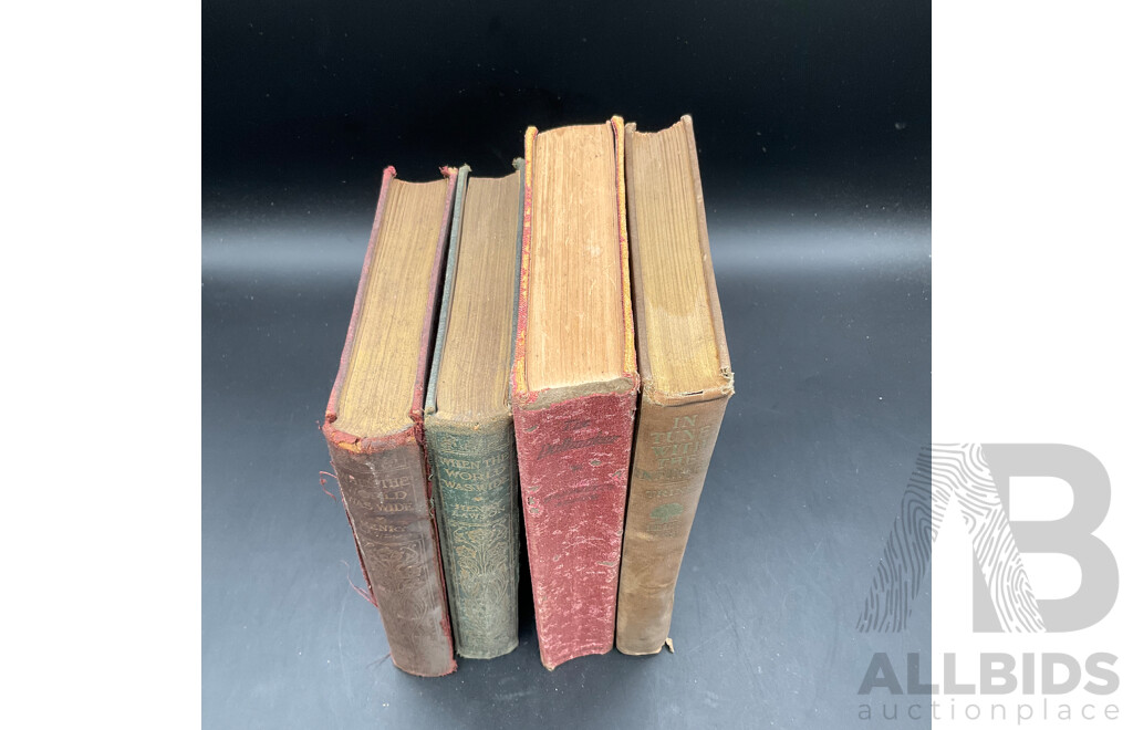 Collection of Antique Books, Including Henry Lawson ''When the World Was Wide, in Tune with the Infinite by Ralph Waldo Trine and More - Lot of 4