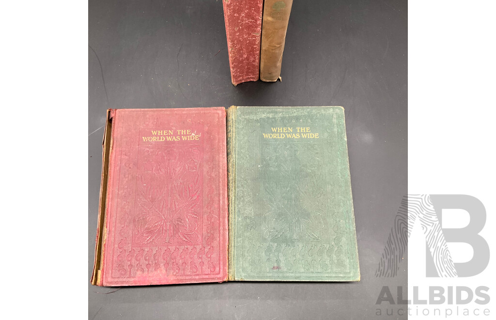 Collection of Antique Books, Including Henry Lawson ''When the World Was Wide, in Tune with the Infinite by Ralph Waldo Trine and More - Lot of 4
