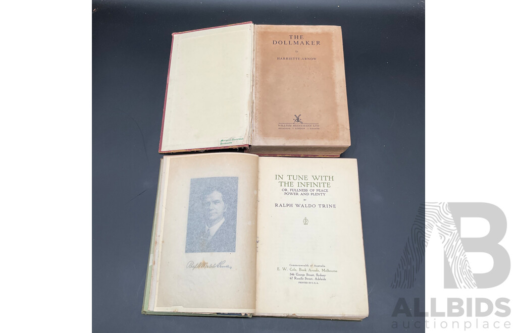 Collection of Antique Books, Including Henry Lawson ''When the World Was Wide, in Tune with the Infinite by Ralph Waldo Trine and More - Lot of 4