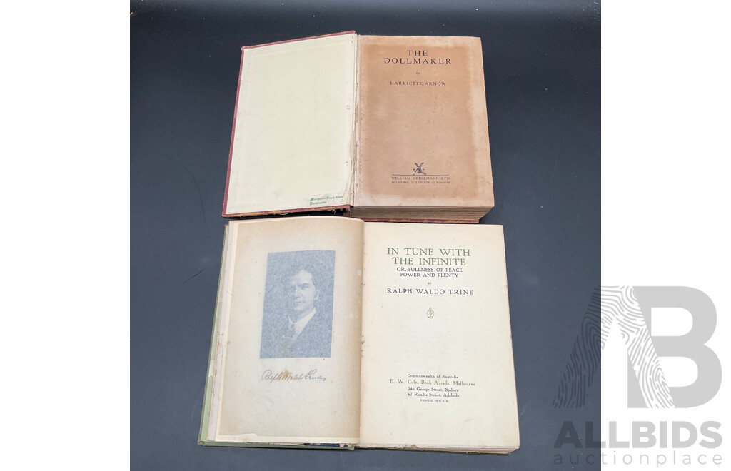 Collection of Antique Books, Including Henry Lawson ''When the World Was Wide, in Tune with the Infinite by Ralph Waldo Trine and More - Lot of 4