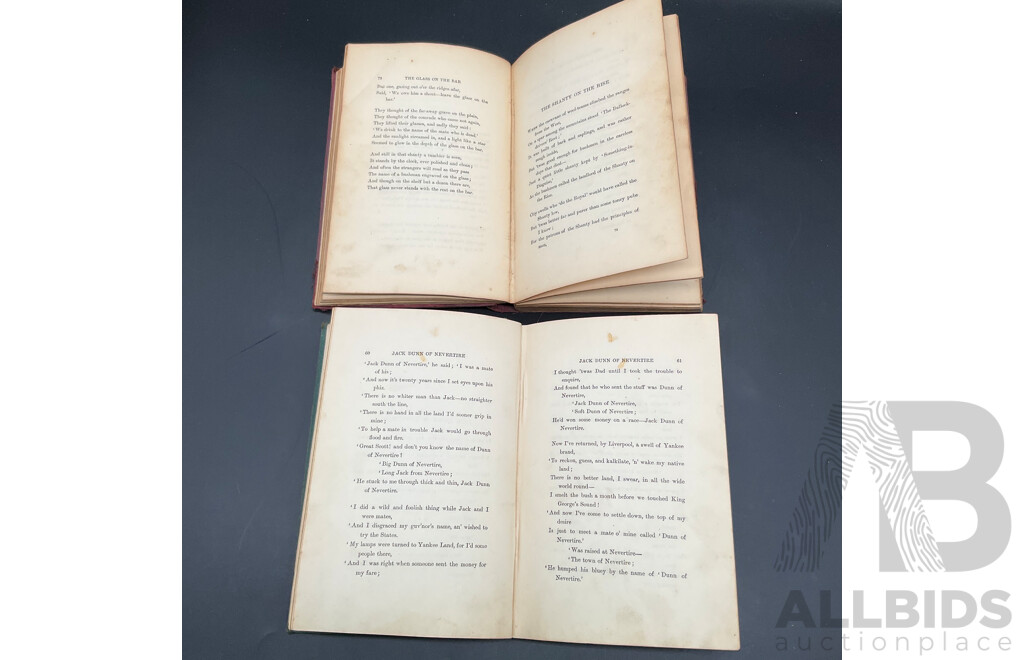 Collection of Antique Books, Including Henry Lawson ''When the World Was Wide, in Tune with the Infinite by Ralph Waldo Trine and More - Lot of 4