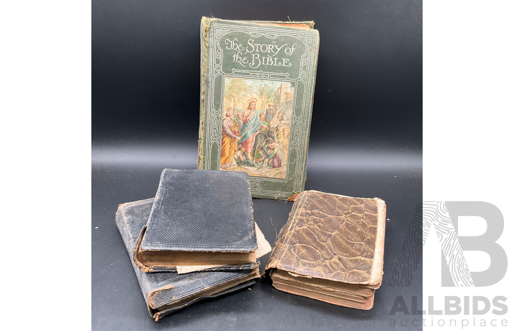 Antique Ilustrated Edition of The Story of the Bible by Charles E. Graham & Co. and Others - Lot of 4