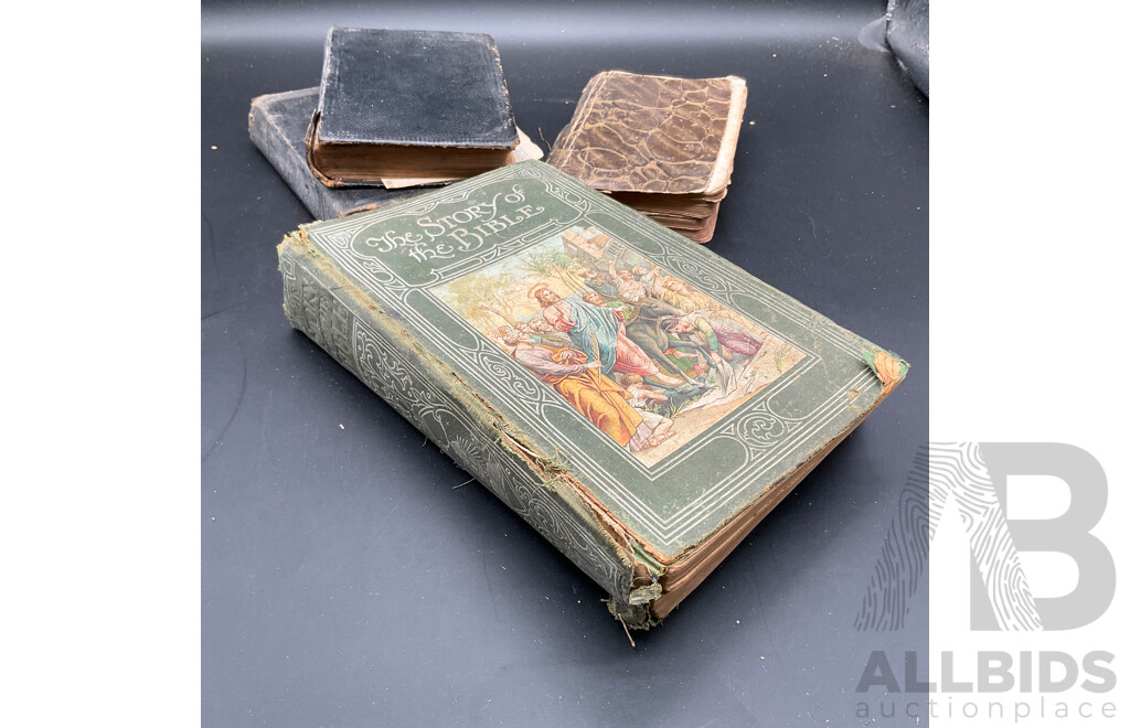 Antique Ilustrated Edition of The Story of the Bible by Charles E. Graham & Co. and Others - Lot of 4