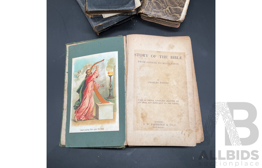 Antique Ilustrated Edition of The Story of the Bible by Charles E. Graham & Co. and Others - Lot of 4