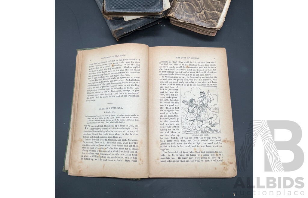 Antique Ilustrated Edition of The Story of the Bible by Charles E. Graham & Co. and Others - Lot of 4