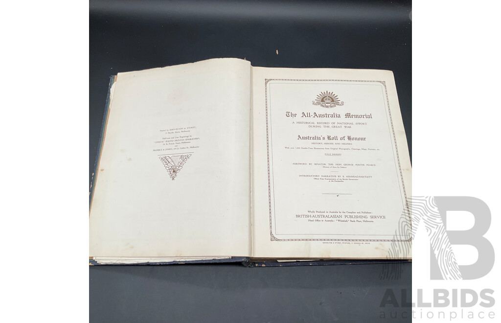 The All-Australia Memorial, a Historical Record of Australia's Efforts During World War I