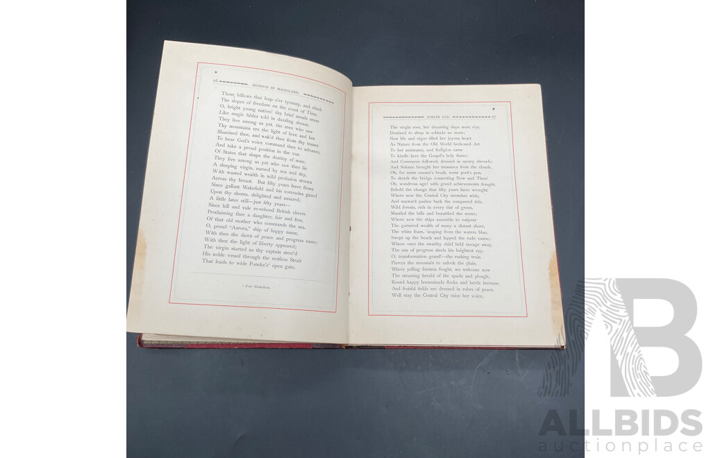 Antique Book, Musings in Maoriland, Thomas Braken, Published Arthur T Keirle, New Zealand, 1890, Gilt Embossed Hard Cover