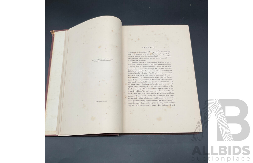 RUSKIN, the Stones of Venice Vol I. to III.