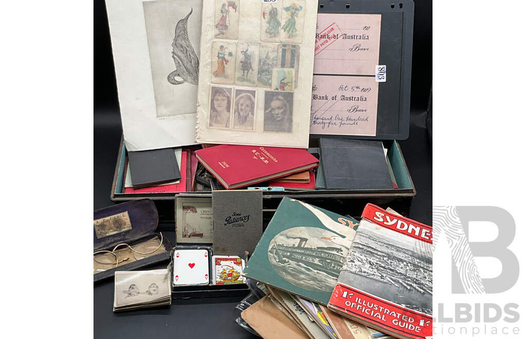 Collection of Assorted Vintage Paper Ephemera, Memorabilia and Collectibles
