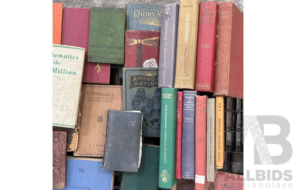 Collection of Vintage Education Books, Including Mathematics, English, History, Accounting and More