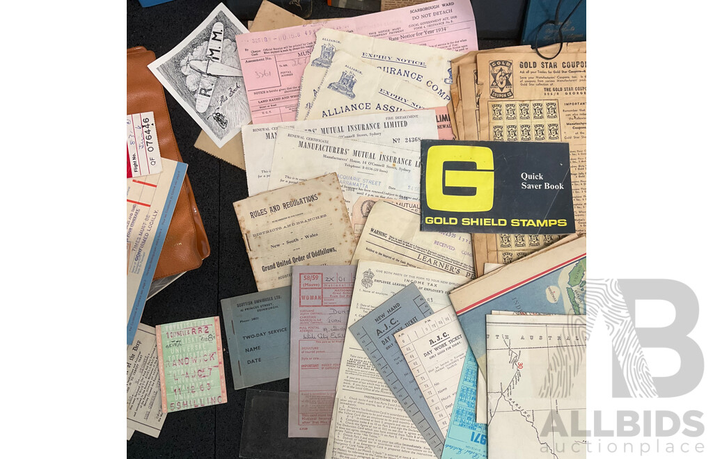 Collection of Vintage Ephemera and Personal Memorabilia, Including Postcards, Letters, Maps, Utility Bills, Bus Timetables, Newspapers, Magazines, Manuals, Photos and More