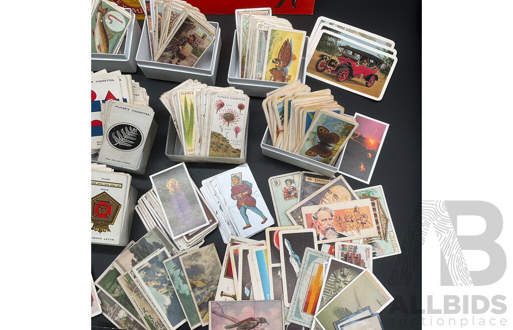 Collection of Vintage Ephemera, Including Mint and Cancelled Pre-decimal Stamps, Cigarette Cards, NSW Motor Spirit Ration Tickets and Irish Hospitals Sweepstake Vouchers