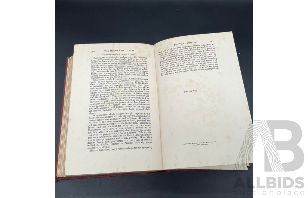 HISTORY of ZIONISM 1600-1918 by Nahum Sokolow - Vol. I and Vol. II