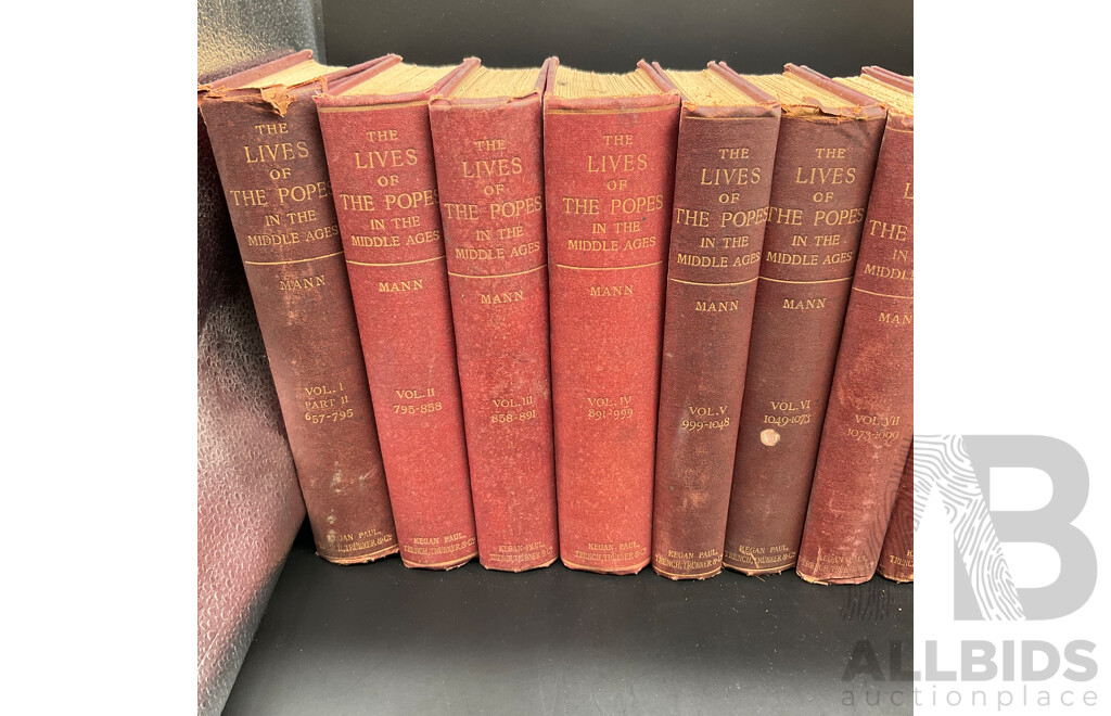 the LIVES of the POPES in MIDDLE AGES, by Horace K. Mann., Volumes I to XII and the POPES and SCIENCE - Lot of 13